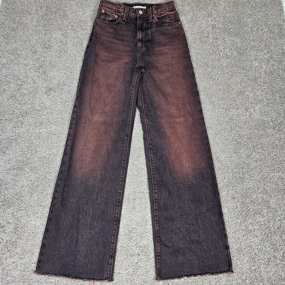 Levis Premium Ribcage Wide Leg Jeans Womens 25 Red Wash Skater Grunge Punk